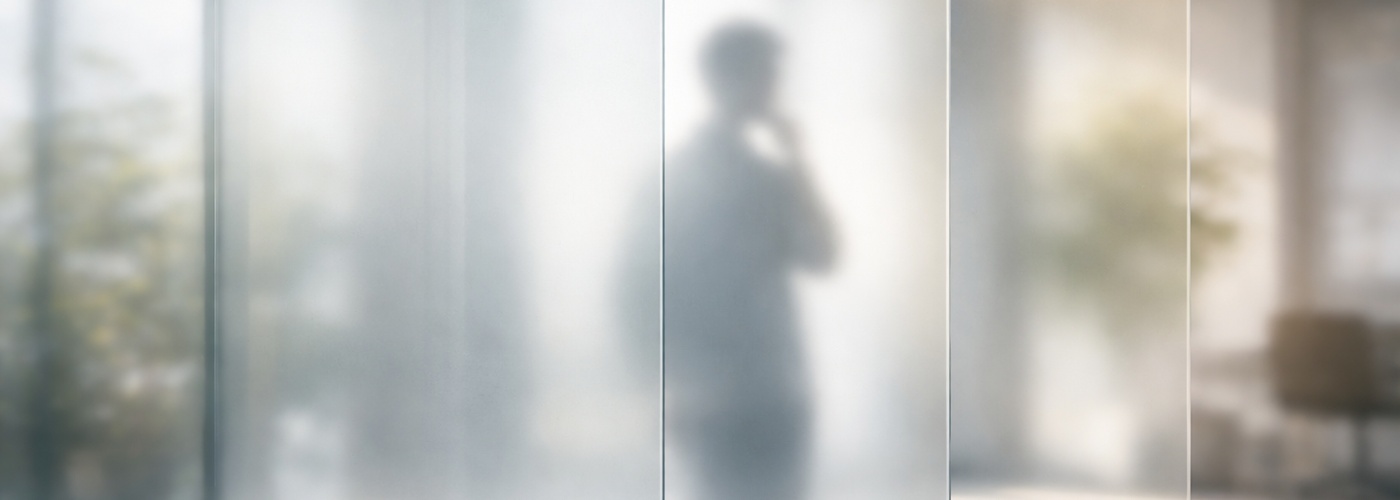 Silueta profesional tras cristal — marco mental para trabajar con IA